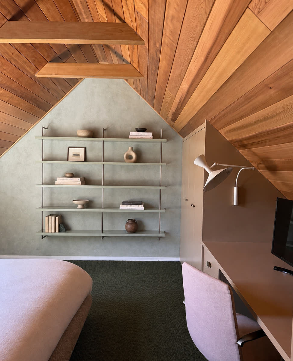 Timber ceiling and built-in joinery